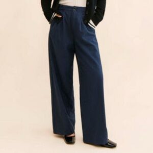 Madewell Navy Wide Leg Trousers The Harlow